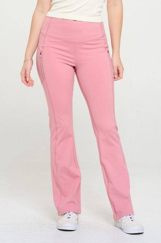 Premium active wear yoga flare pants with zipper pockets