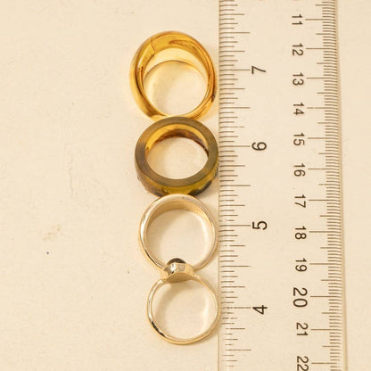 Bulky Acetate And Metallic Band Rings Set
