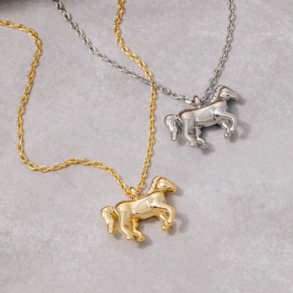 Gold Dipped Horse Pendant Necklace