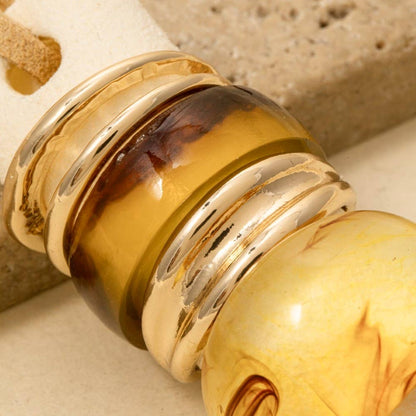 Bulky Acetate And Metallic Band Rings Set