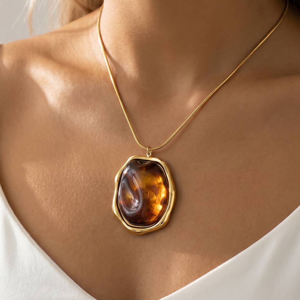 Tortoise Shell Faith Pendant Necklace