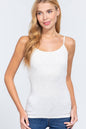 Basic Adjustable Spaghetti Strap Cropped Cami With Self Bra