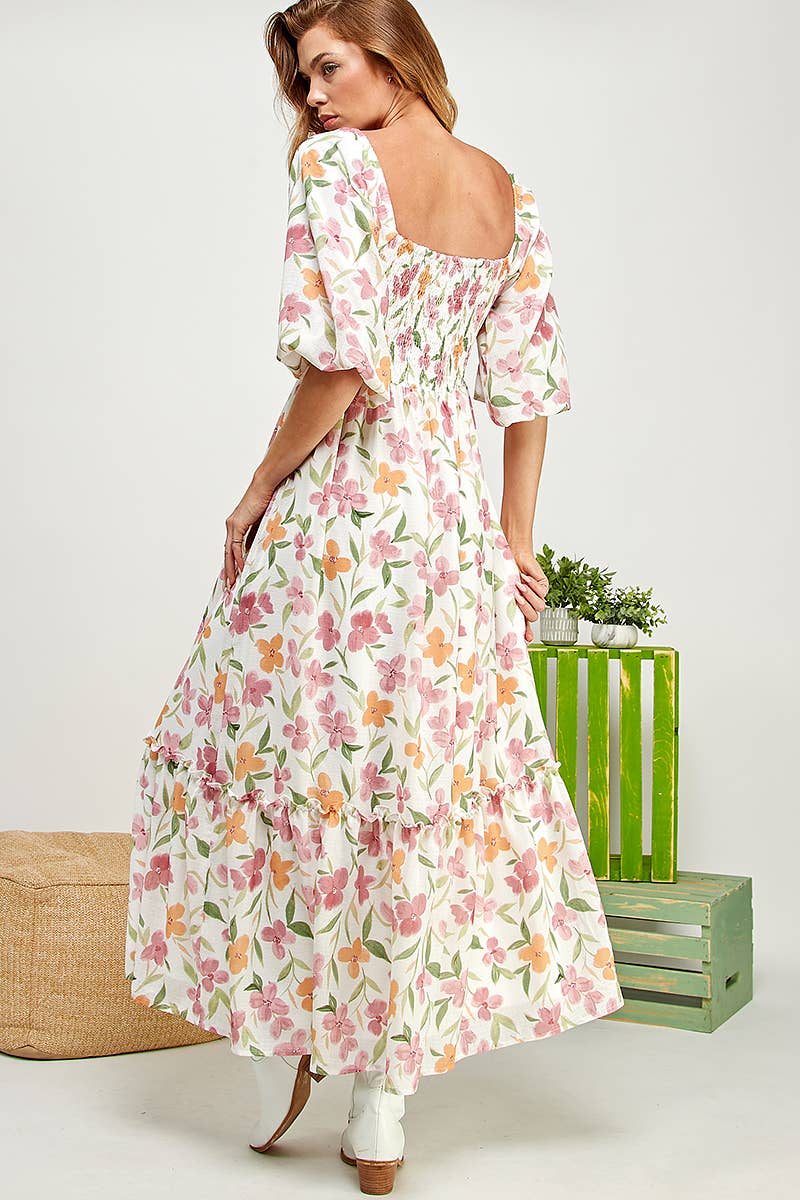 Garden BALLOON SLEEVE TIERED DRESS