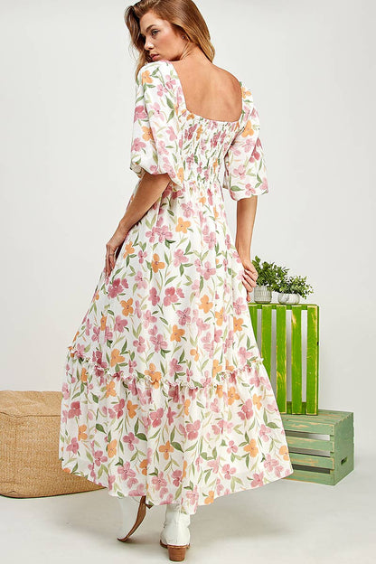 Garden BALLOON SLEEVE TIERED DRESS