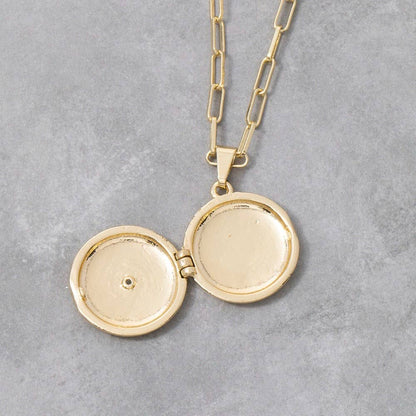 14K Gold Dipped Cz Starburst Locket Necklace