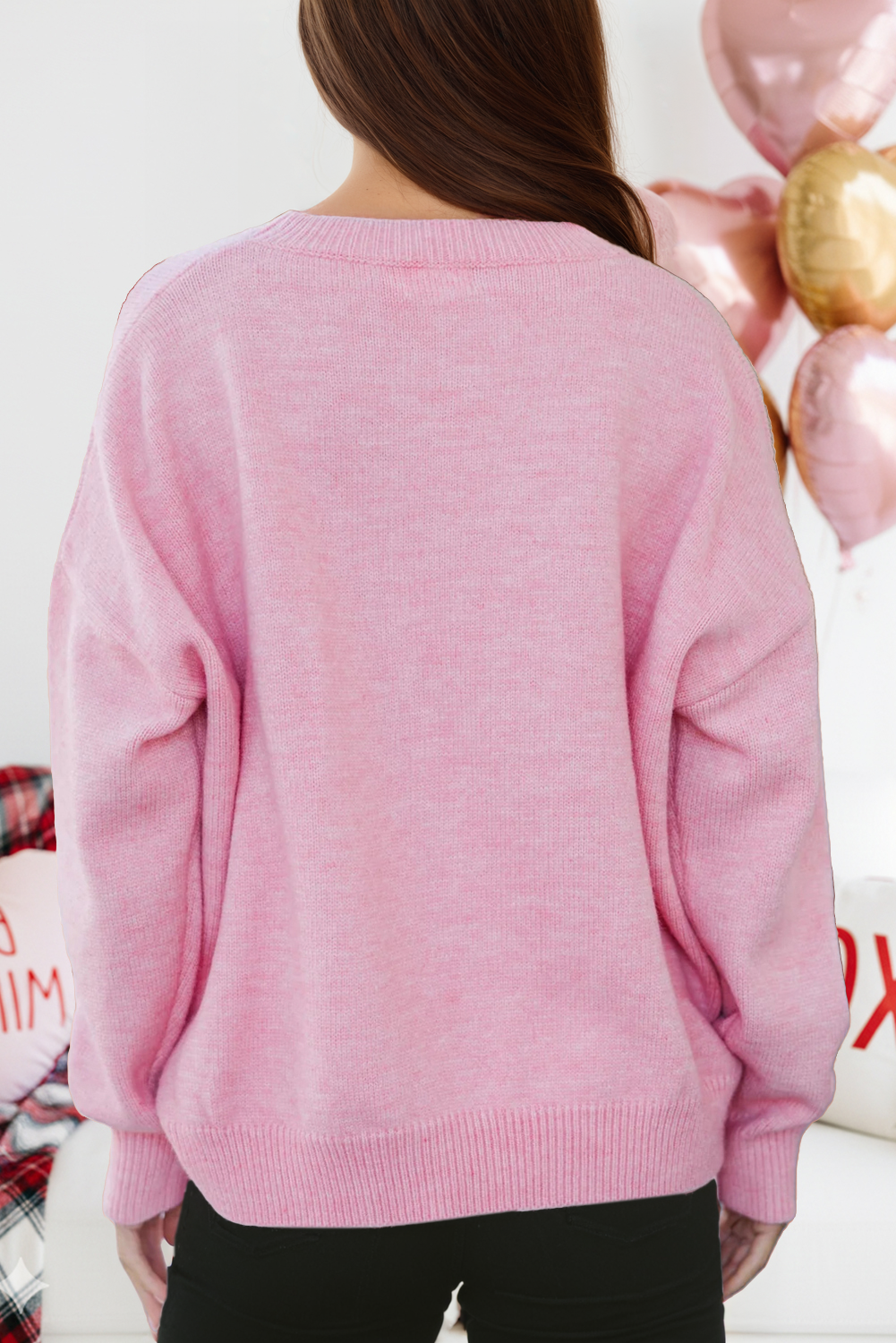 Valentine Corded Love Script Graphic Baggy Sweater
