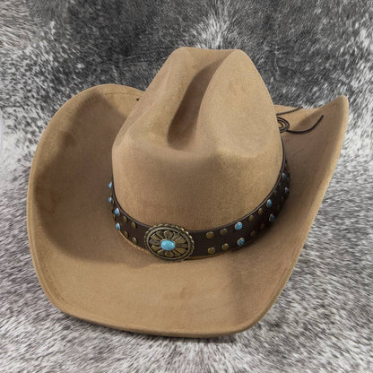 Western Cowboy Hat With Leather Studded Concho