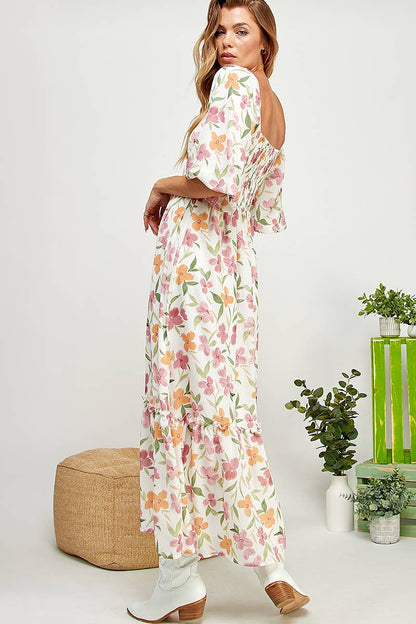 Garden BALLOON SLEEVE TIERED DRESS