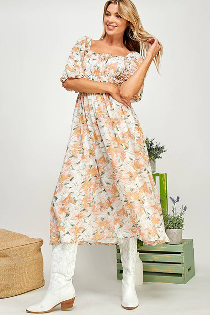 Lily Drift Smocked Midi Dress