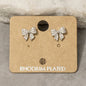Gold Dipped Cz Pave Bow Ribbon Stud Earrings