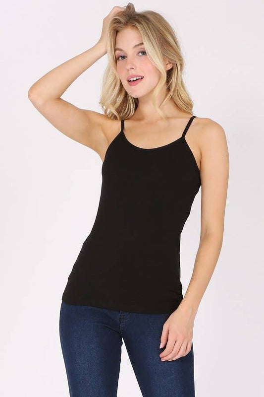 Basic cotton spandex camisole spaghetti strap top