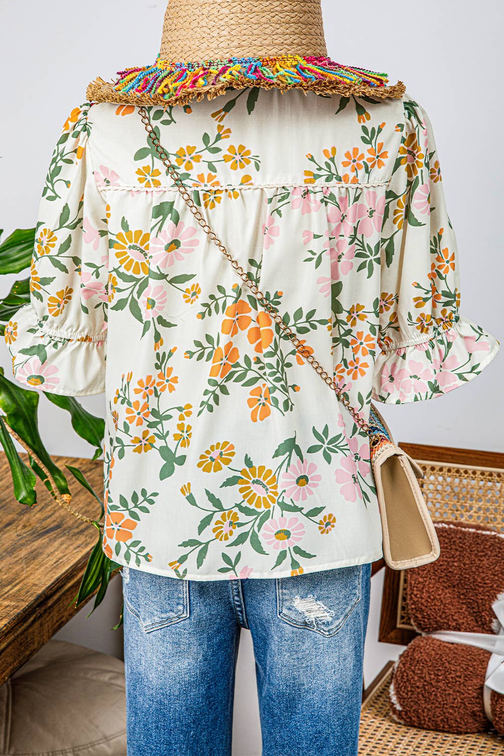 Crochet Boho Half & Long Sleeve Floral Blouse