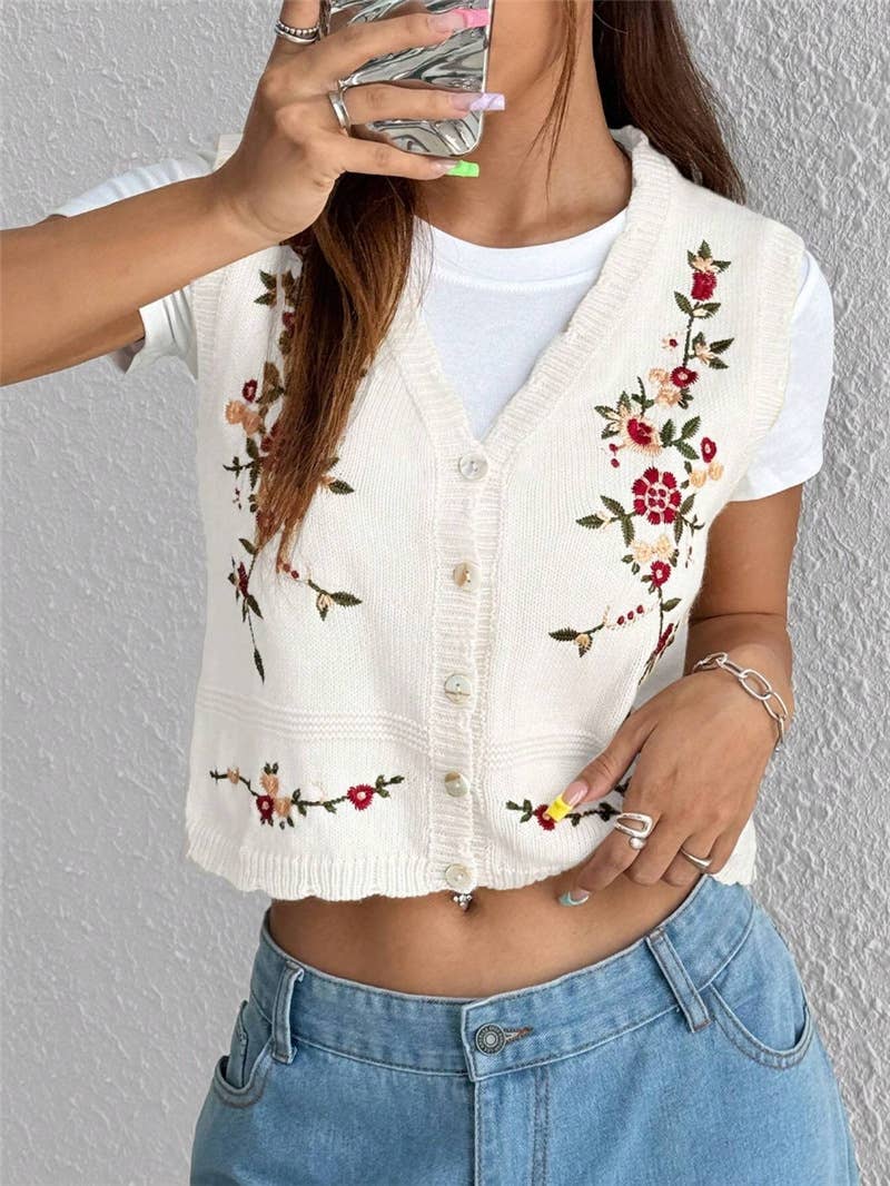 Abigail Floral Heirloom Knit Vest