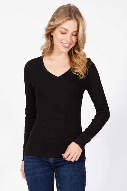Everyday Essential Thermal V-Neck Long Sleeve Tee