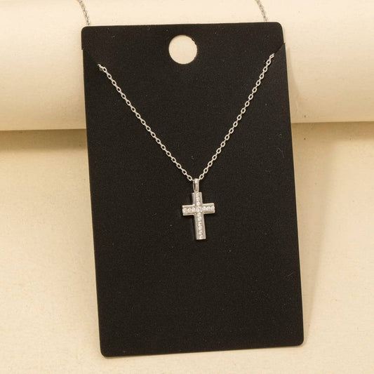 Anchored in Grace CZ Pavé Cross Pendant Necklace