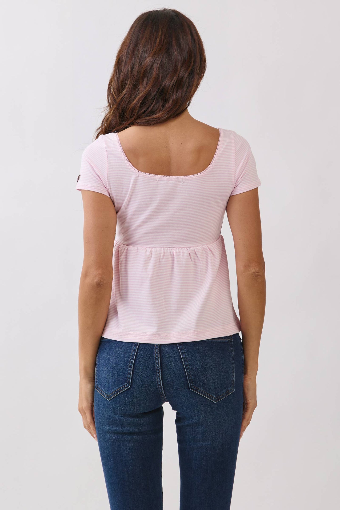 Graceful Stripes Babydoll Henley Tee