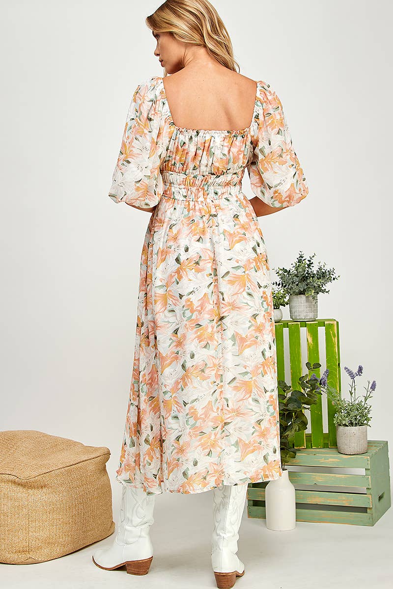 Lily Drift Smocked Midi Dress
