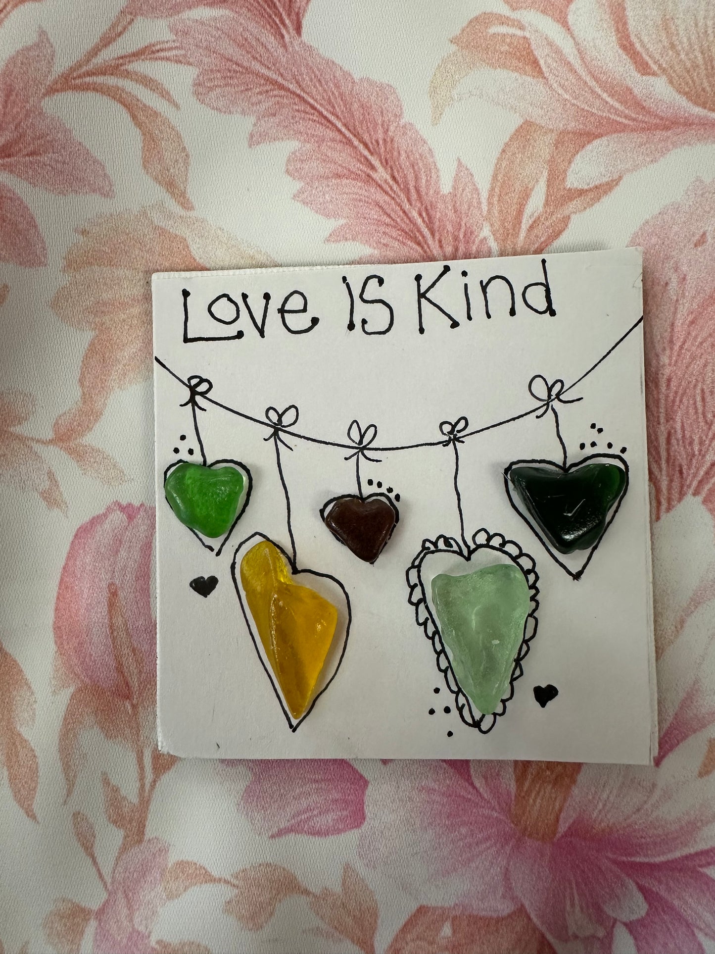 Love is Kind Insperational 3 x 3 Sea Glass Magnet