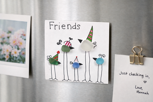 Friends Sea Glass Magnet – Handcrafted Bird Art