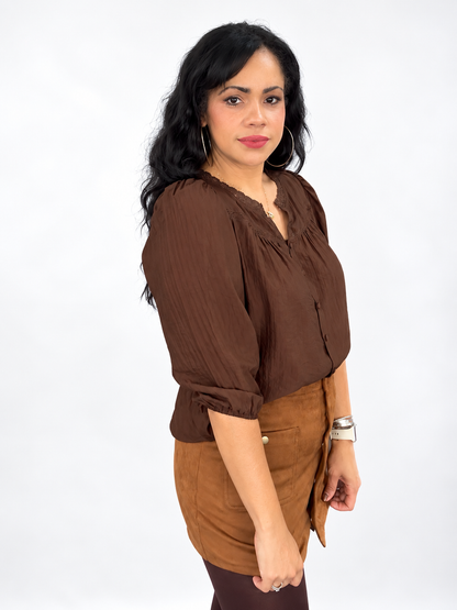 Grace BUTTON DOWN 3/4 SLEEVE