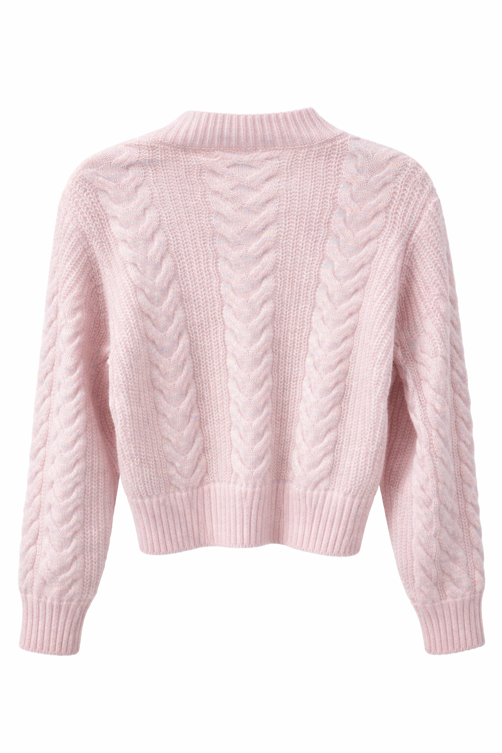 Joyful Threads Rainbow Button Cable Cardigan – Pink
