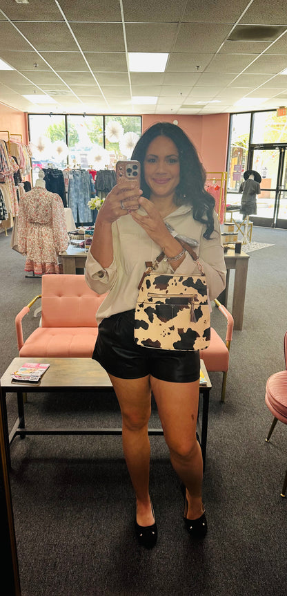 Bold in Faith PU Pleated Shorts