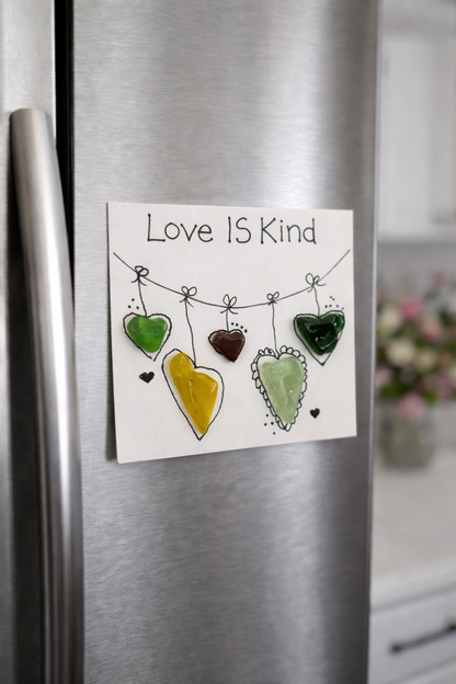 Love is Kind Insperational 3 x 3 Sea Glass Magnet