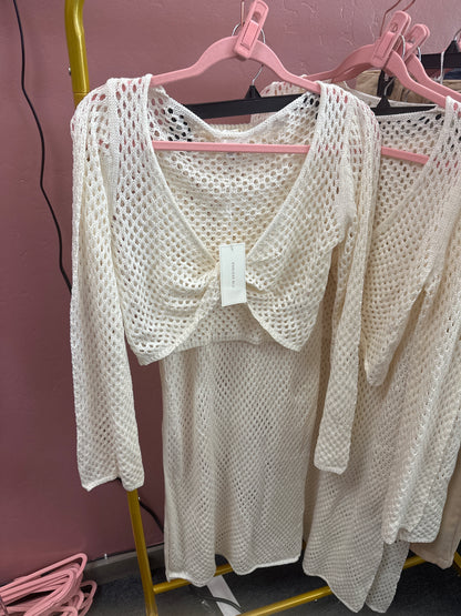 Shoreline Grace Two-Piece Swim Cover Up Set – Ivory