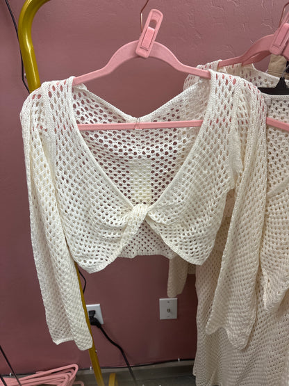 Shoreline Grace Two-Piece Swim Cover Up Set – Ivory
