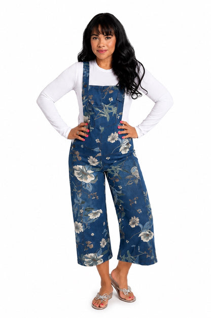 Blooming in Grace Floral Denim Overalls