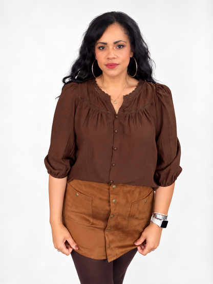 Grace BUTTON DOWN 3/4 SLEEVE
