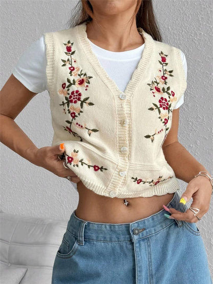 Abigail Floral Heirloom Knit Vest