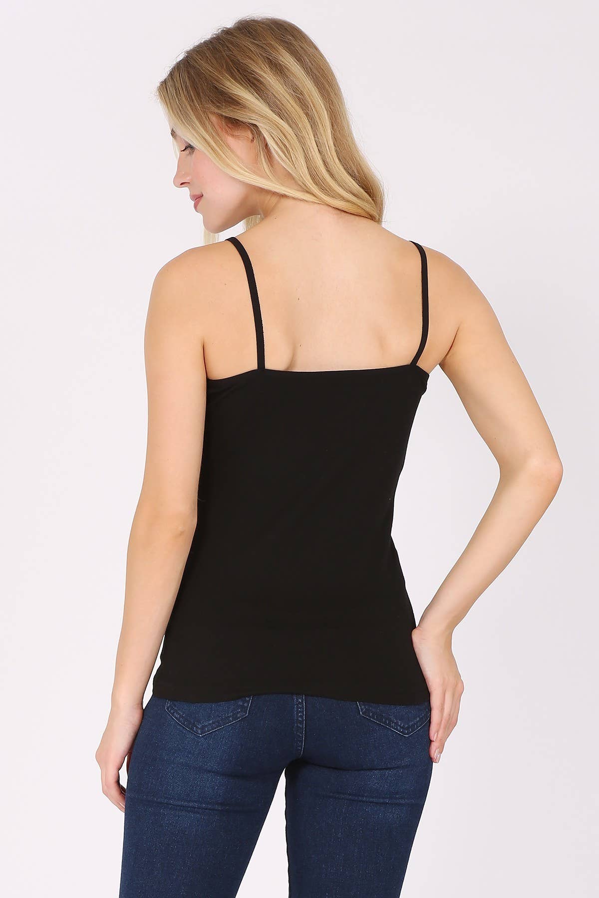Basic cotton spandex camisole spaghetti strap top