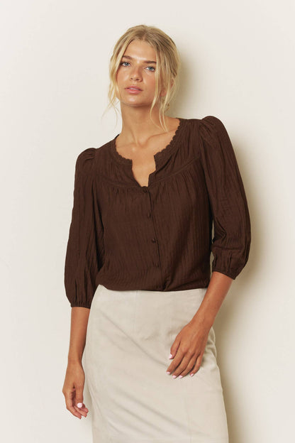 Grace BUTTON DOWN 3/4 SLEEVE
