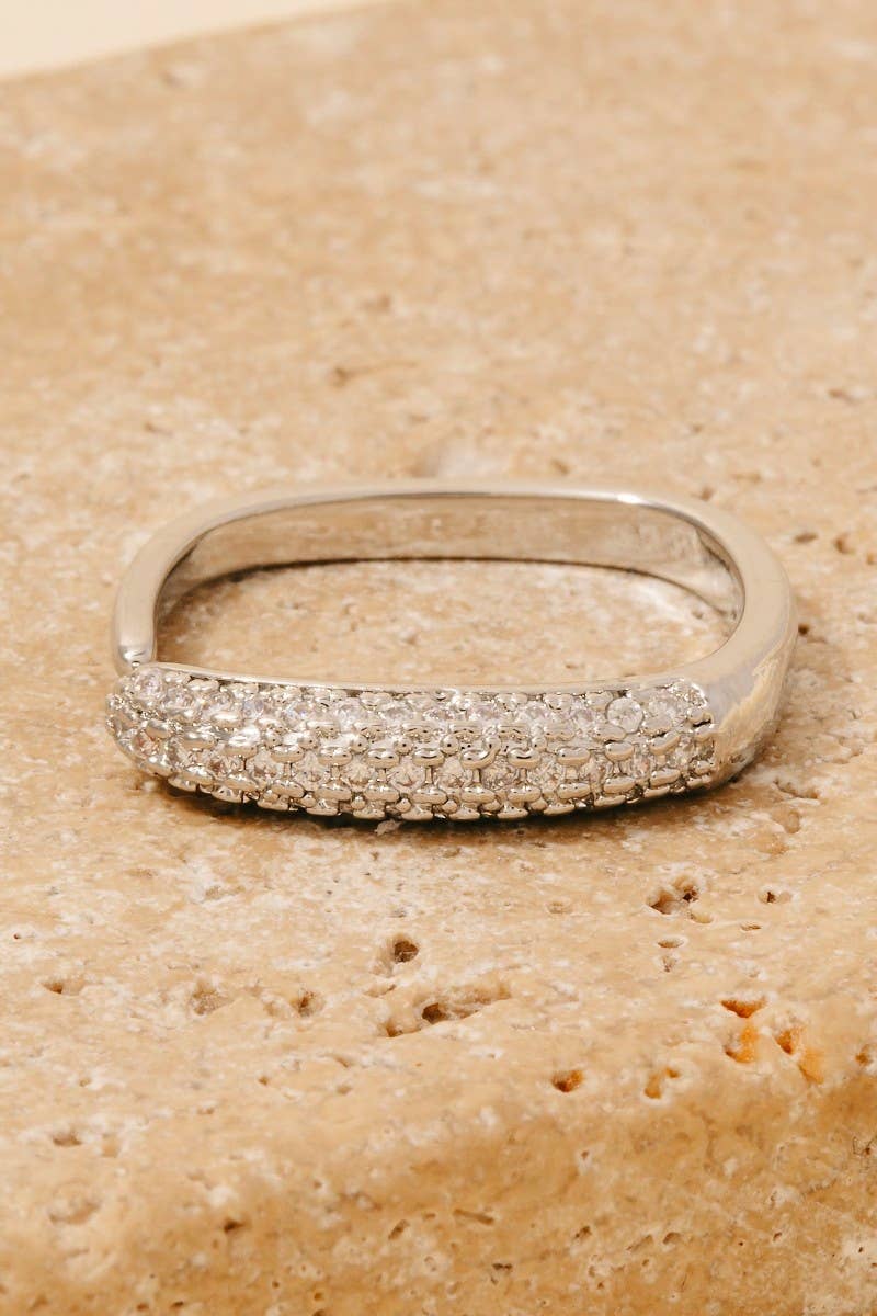 Square Pave Side Square Open Band Ring