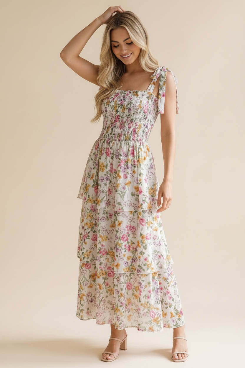 Lilies of the Field Floral Maxi Dress