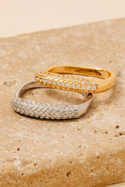 Square Pave Side Square Open Band Ring