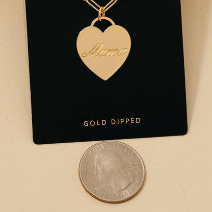 Gold Dipped Mama Heart Pendant Necklace