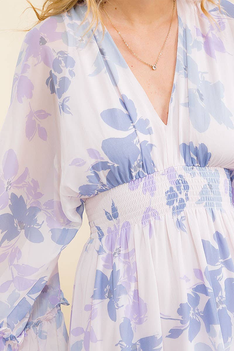 Whimsical Grace Floral High-Low Midi Dress