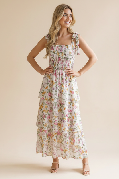 Lilies of the Field Floral Maxi Dress