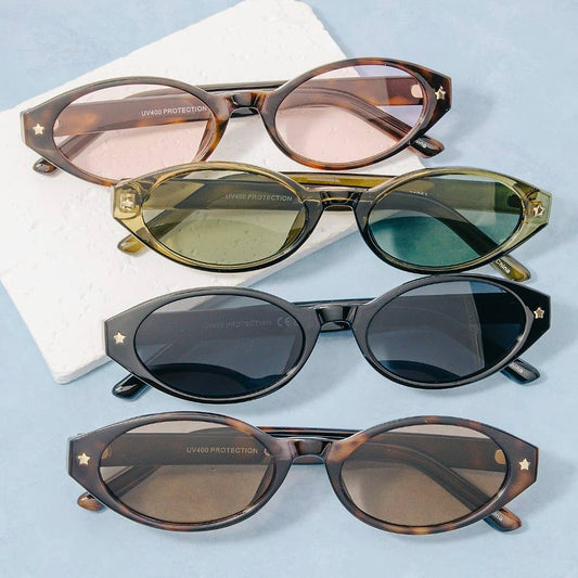 Slim Oval Cat Eye Sunglasses Set