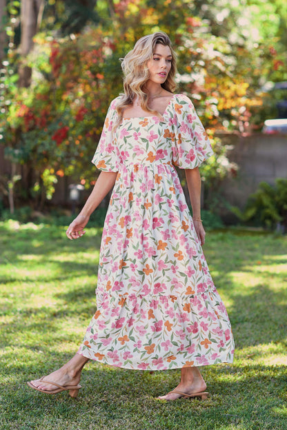 Garden BALLOON SLEEVE TIERED DRESS