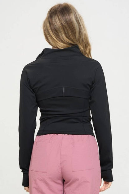Solid  color active wear jacket with jumpsuit set