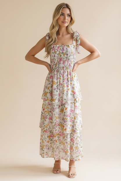 Lilies of the Field Floral Maxi Dress