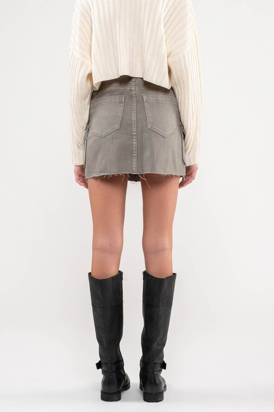 Trailblazer Cargo Raw Hem Mini Skirt