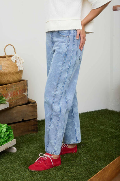 Bloom Washed Floral Barrel Jeans