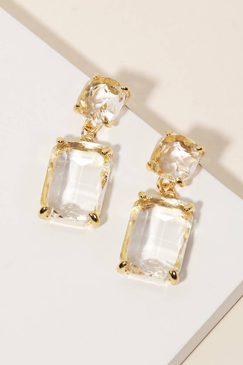 “Hannah” Rectangle Crystal Drop Earrings
