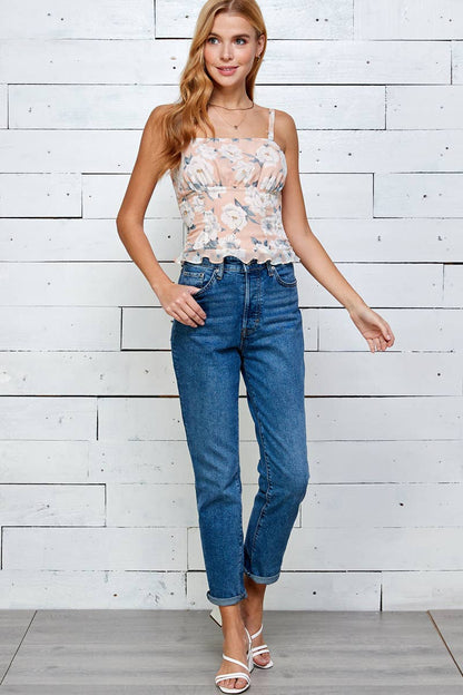 Garden Mist Smocked Peplum Cami