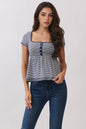Graceful Stripes Babydoll Henley Tee