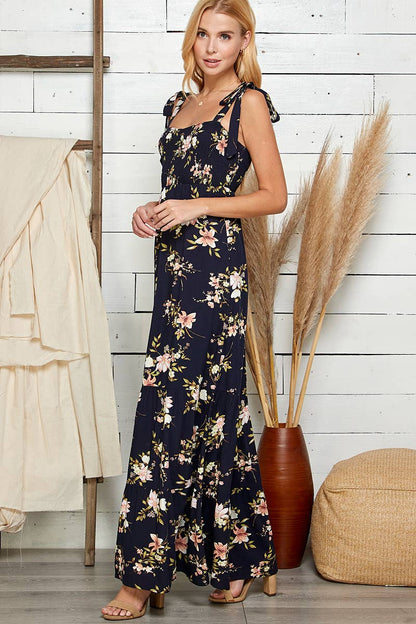Midnight Bloom Tiered Maxi Dress